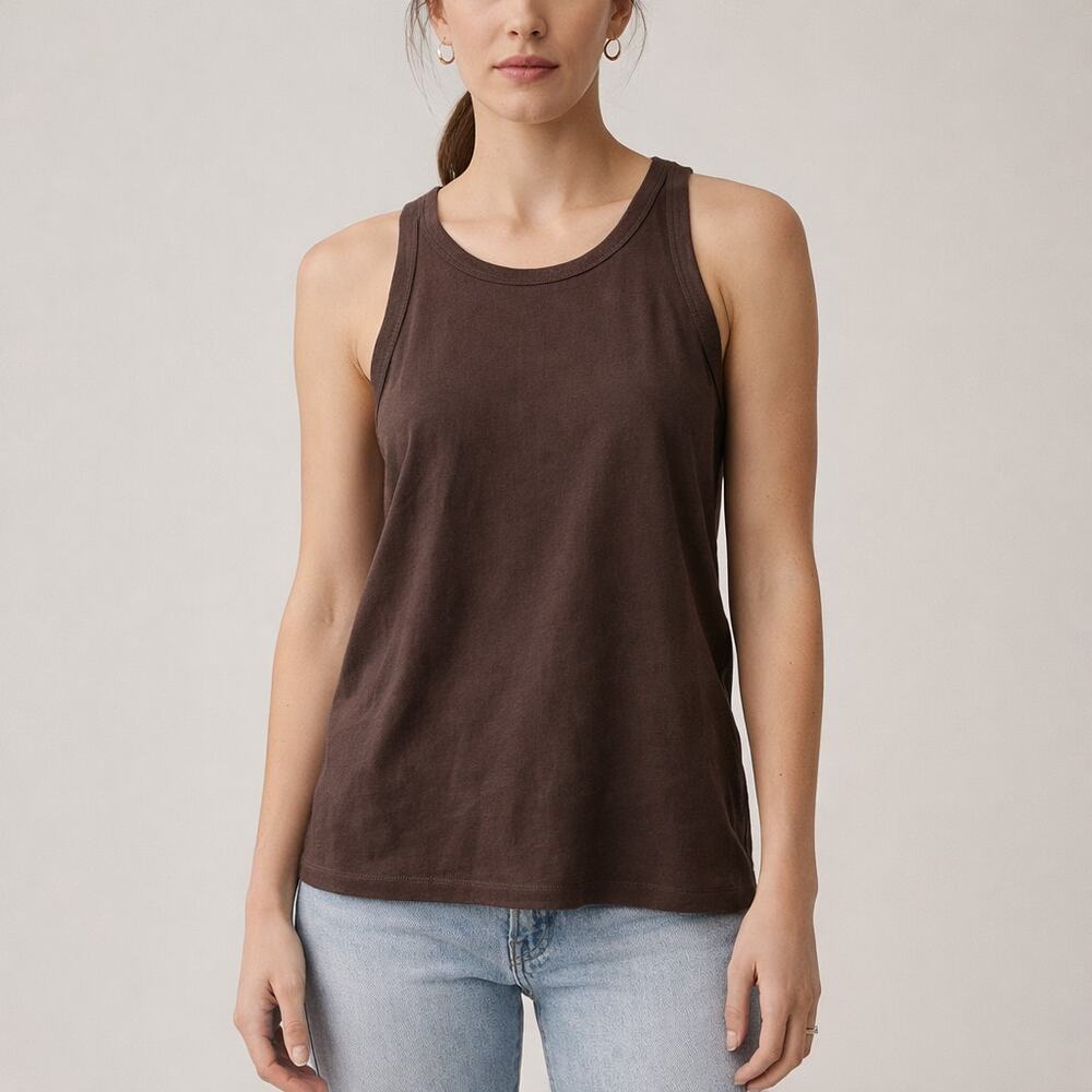 Rachel Zoe Ribbed Fitted Tank Top Mocha Brown Size Medium - Picture 1 of 7